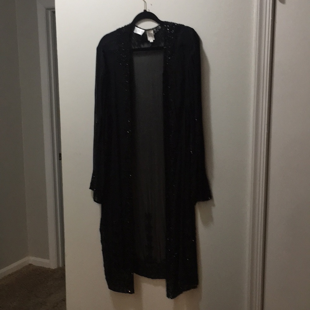 Sheer beaded black large Coverup